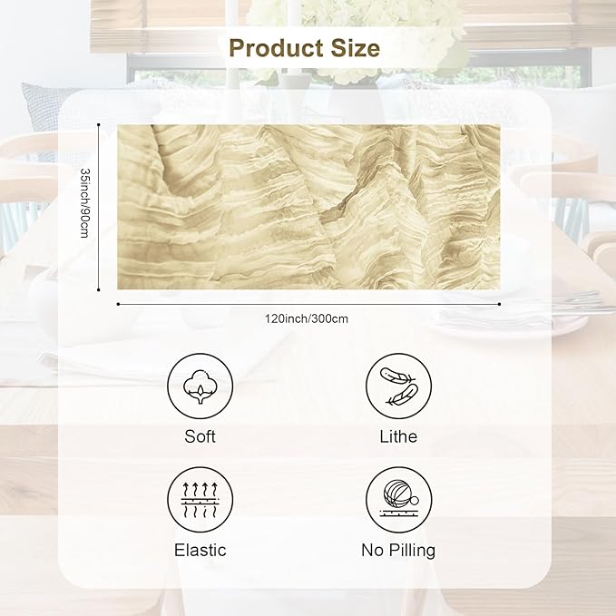 1 Pack Beige Cheesecloth Table Runner 35x120 Inch 10Ft Rustic Gauze Cheese Cloth Table Runner Sheer Cheesecloth Table Runners for Wedding Party Bridal Shower Decoration