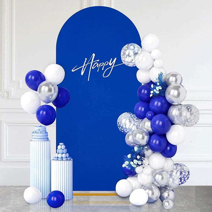 SoarDream Arch Backdrop Cover Navy Blue Spandex Fitted 5FT Wedding Arch Covers Balloon Round Top Chiara Arch Backdrop Fabric for Bridal Shower Wedding Birthday Party Stage Decoations