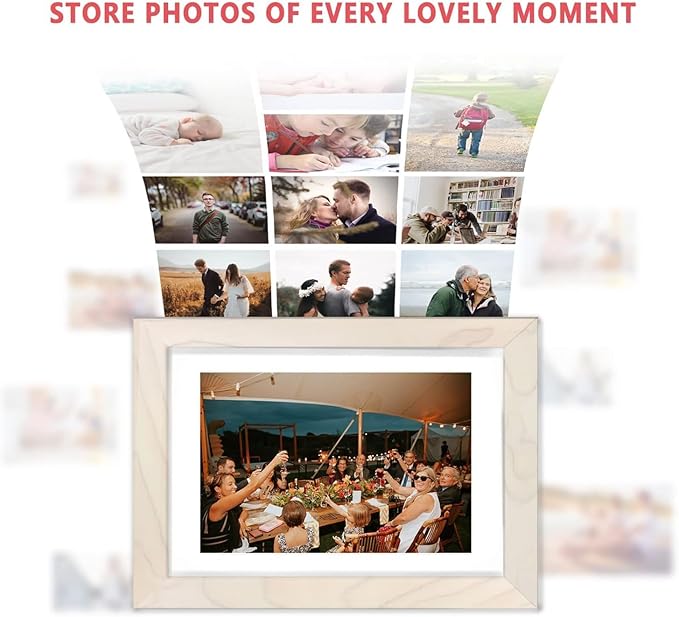 AEEZO Digital Picture Frame 10.1 Inch 1280x800 IPS Touch Screen WiFi Smart Digital Photo Frame with 16GB Storage, Auto-Rotate Easy Setup to Share Photos or Videos via AiMOR APP, Wall Mountable White