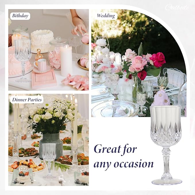 24 Pcs Plastic Wine Glasses 7oz – Unbreakable Clear Plastic Goblets for Parties Reusable & Dishwasher Safe Ideal for Weddings, Bars, and Every Celebration