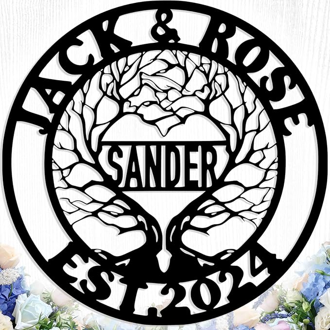 Personalized Tree of Life Metal Sign Wall Art Decor, Custom Wedding Gifts for Couples, Custom Family Name Sign, Christmas Valentine's Day Housewarming Gifts