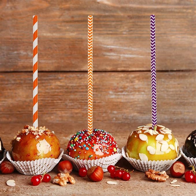 Shappy 125 Pieces Halloween Paper Straws Bulk, Disposable Decorative Drinking Straws with Dots/stripes/waves for Birthday, Wedding, Halloween and Christmas Party Supplies(Orange, Black, White, Purple)