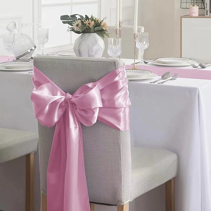12Pack Table Runner 12 x 108 Inches Satin Silk Table Runner for Wedding, Birthday Party, Banquets, Graduations Decoration, fit Rectange and Round Table-Pink