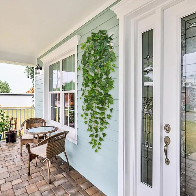 Hollyone Artificial Hanging Plants Wall Potted 47.2" Fake Ivy Vine Faux Ivy Leaves Hanging Greenery Plants for Wall Home Indoors Outdoors Garden Patio Decor