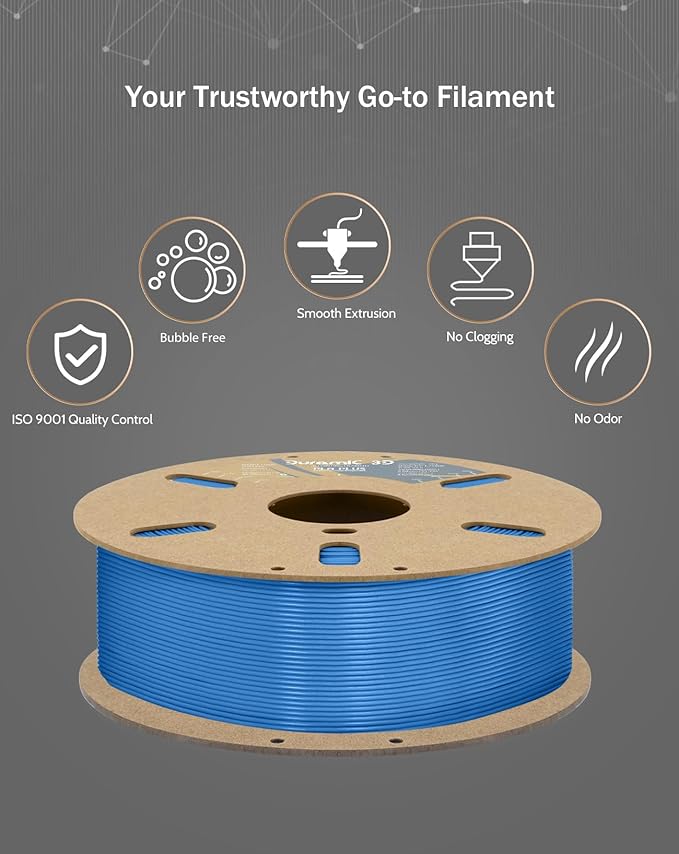 DURAMIC 3D PLA+ Filament 1.75mm 2Kg Blue, PLA Plus Filament 2 Pack 1kg Spool(2.2lbs) Tougher and Stronger, Dimensional Accuracy Probability +/- 0.02mm