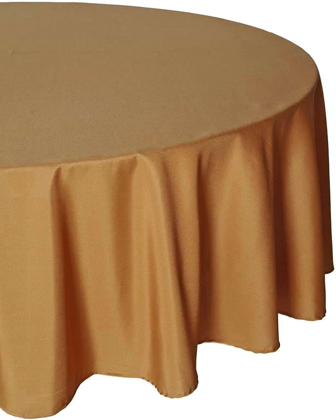Efavormart Round Tablecloth, 108 Inch Stain & Wrinkle Resistant Washable Table Cloth, Decorative Polyester Fabric Table Cover for Banquet, Wedding, Dining- Gold