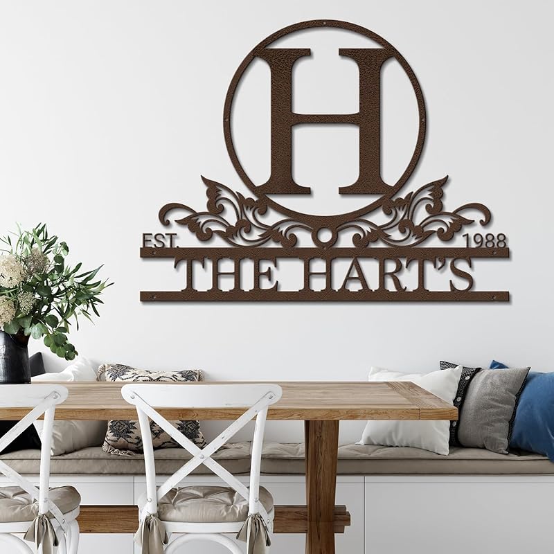 Custom Metal Name Sign Metal Wall Art Split Letter Monogram Wall Art Personalized Wedding Gift Fire Pit Outdoor Decor Cabin Sign