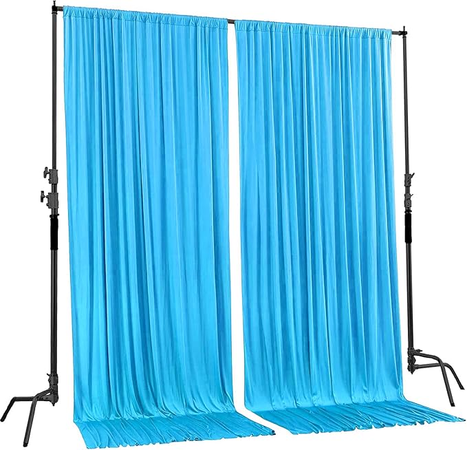 AK TRADING CO. 10 feet x 10 feet Polyester Backdrop Drapes Curtains Panels with Rod Pockets - Wedding Ceremony Party Home Window Decorations - Turquoise (Pack of 24)