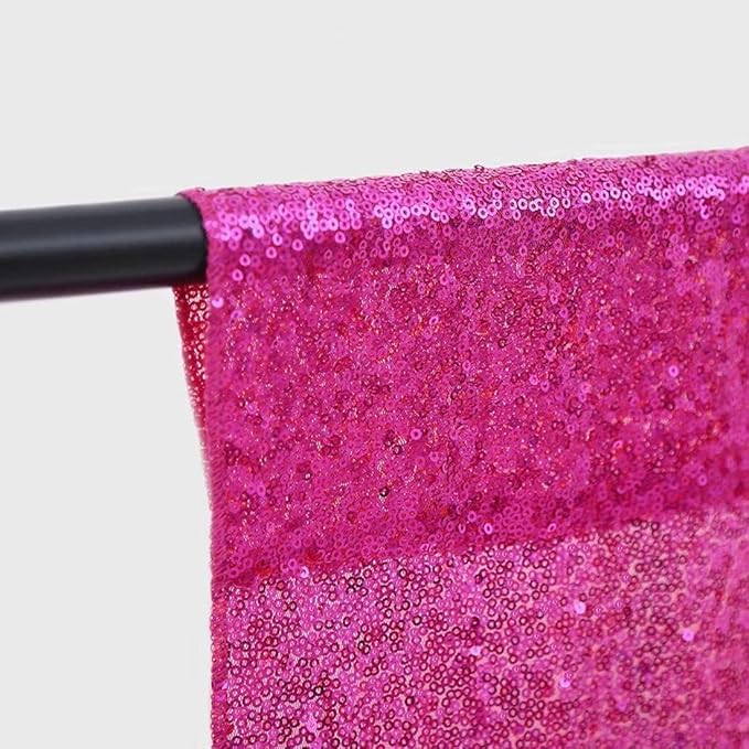 JYFLZQ Hot Pink Sequin Backdrop Curtain 2x8ft 2 Panel Fuchsia Glitter Photo Booth Photography Backdrop Background for Parties Shimmer Wall Backdrop Wedding Backdrop Decorations