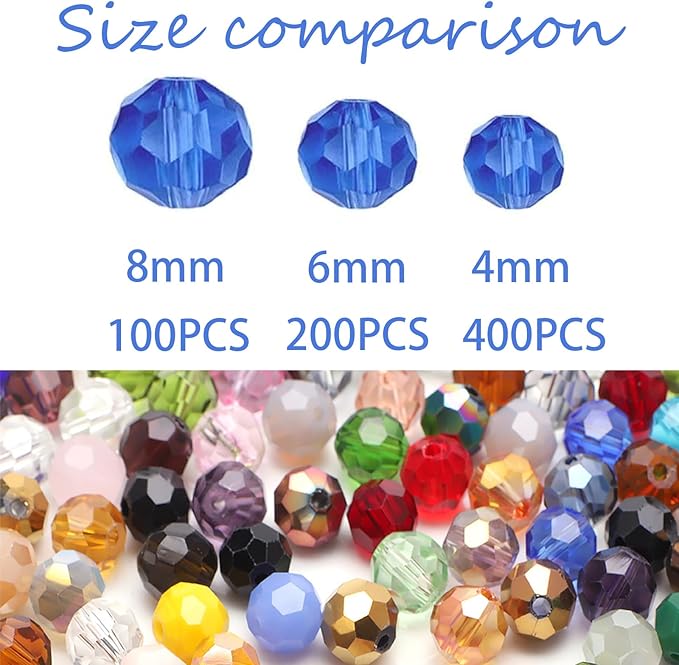 100PCS 8MM Red Series Round Crystal Glass Beads for Jewelry Making, DIY Crafts, Sun Catchers, Wind Chimes