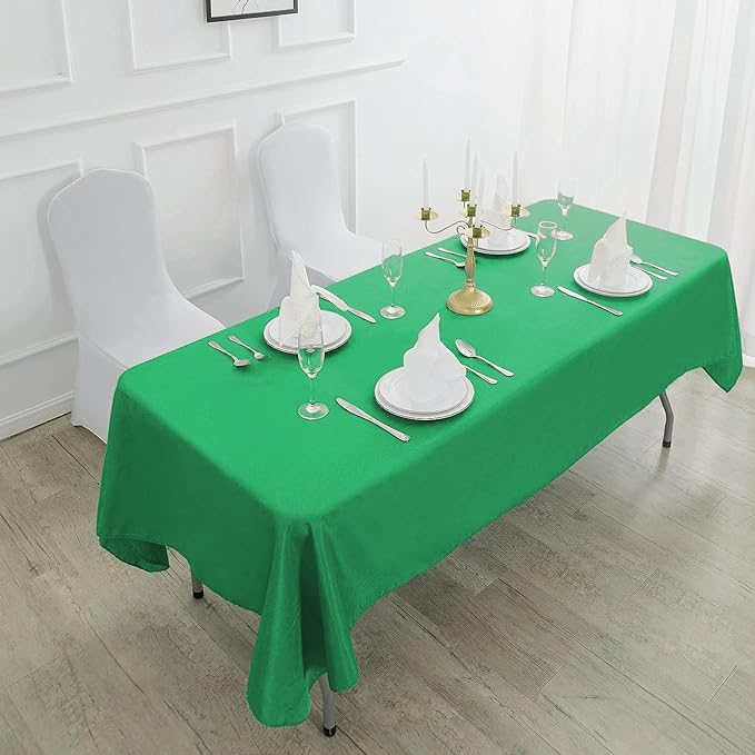132 inch Round Tablecloth Washable Polyester Table Cloth Decorative Table Cover for Wedding Party Dining Banquet（132 inch,Emerald）