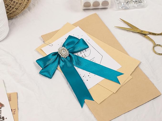 Turquoise Satin Ribbon 1 inch X Continuous 50 Yards, Single Face Polyester Ribbon Perfect for Gift Wrapping, Flower Bouquet, Wedding Decor, Crafts, Bow Making, Sewing and More