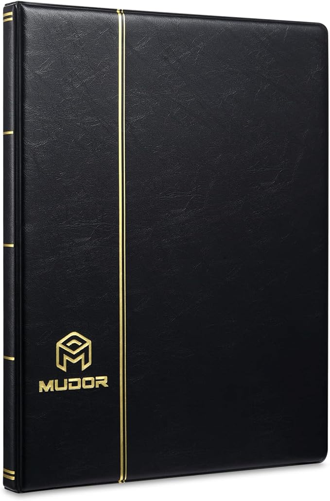 MUDOR Stamp Collecting Album, 7 Rows Pockets Stamp Book for Collectors, 10 Sheets Stamp Stockbook