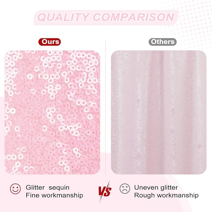 PartyDelight Pink Sequin Backdrop Wedding 20FTx10FT Not Through Background for Wedding PartyEvents Party