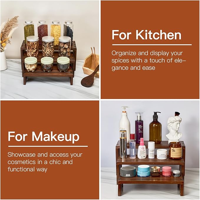 Set of 3 Wooden Rustic Cupcake Stand for 24 Cupcakes, Stepped Wood Display Stand for Weddings, Tiered Party Buffet Table Display Nesting Riser for Food , Dessert, Cookie, Craft Show, Brown
