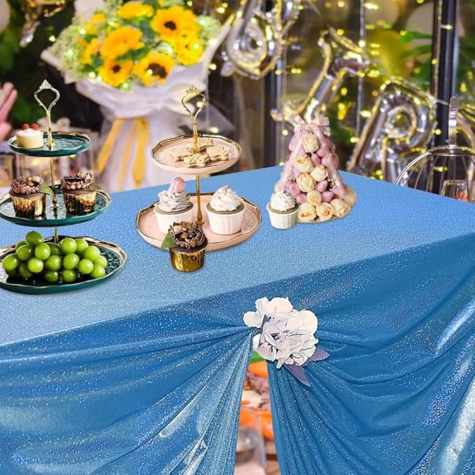 Fitable Sequin Tablecloth for Parties 60x120 Inch - Sparkle Glitter Table Cloth Laser Rectangle Overlay for Wedding Baby Shower Ceremony Birthday Holiday Banquet Decor, Blue