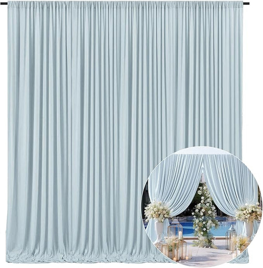 10 x 10 Feet Blueish Gray Backdrop Curtain for Partie, Background Curtains for Photoshoot, Birthday, Wedding, Halloween, Thanksgiving, Christmas Day, New Year Party Decorations 5Ft x 10Ft, 2 Panels