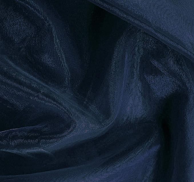 VDS Navy Blue Organza Fabric, 35 Yards Continuous, 45” Wide, Wedding Party Decoration Iridescent Crystal Sheer Shiny Organza Tulle Bridal Dress DIY Crafts Costume Sewing Backdrop Arch Cloth