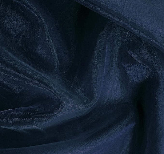 VDS Navy Blue Organza Fabric, 5 Yards Continuous, 45” Wide, Wedding Party Decoration Iridescent Crystal Sheer Shiny Organza Tulle Bridal Dress DIY Crafts Costume Sewing Backdrop Arch Cloth