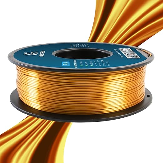 Geeetech Silk PLA Filament 1.75mm for 3D Printer, Metal-Like Shiny Consumables 1kg (2.2lbs) 1 Spool, Dimensional Accuracy +/- 0.02 mm, Metallic Gold Silk Filament