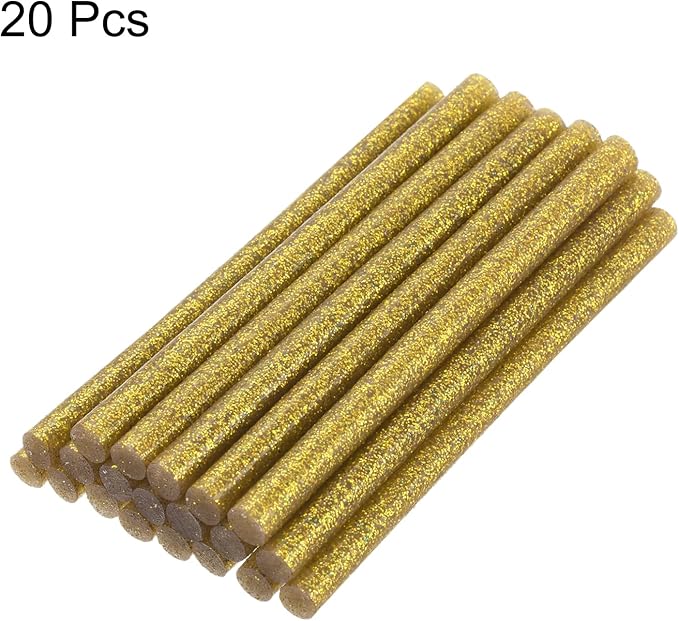 uxcell 20pcs Hot Glue Sticks for Glue Gun 11mm/0.43-inch x 6-inch Mini Hot Melt Adhesive Glue Stick Glitter Gold