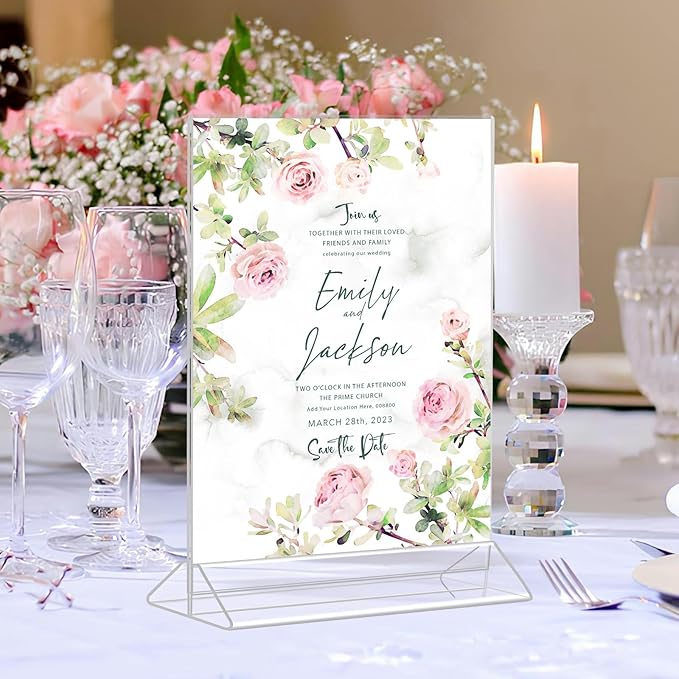 9 Pack Acrylic Sign Holder 8.5x11 Inch, Double Sided Clear Flyer Display Stand, Plastic Menu Stand, Table Top Sign Picture Paper Frames for Wedding table Number Office Store Restaurant
