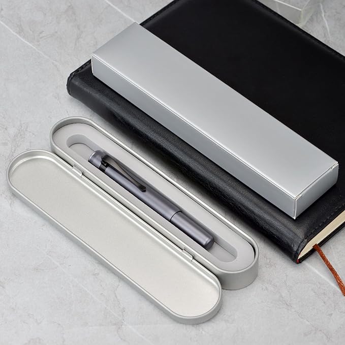 Hongdian M2 Black Forest Mini Fountain Pen, Long Blade Nib & Sleek Shape Aluminium Short Pocket Travel Pen (Space Gray)