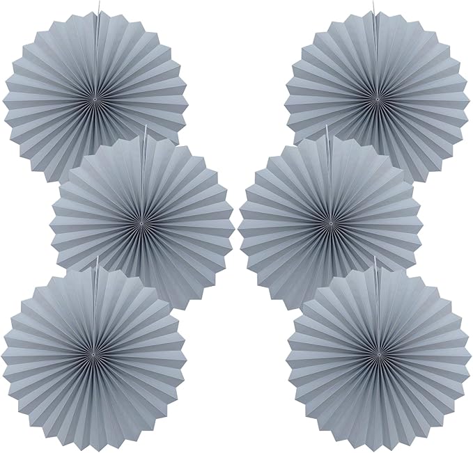 Gray Party Decorations,Wedding Decorations for Party Events Accessories,Anniversary Decorations,Birthday Decorations for Men,16in Hanging Paper Fans 30 Color DIY Set(Gray)