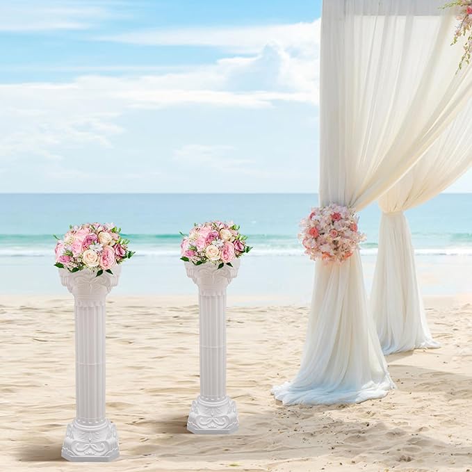 Roman Pillars Decoration Party Flower Pot Columns Set 2Pcs Decor Pedstal Stand 34.65in Flower Floral Wedding Party Event Road Decorative Columns (34.65in 2Pcs Style3)