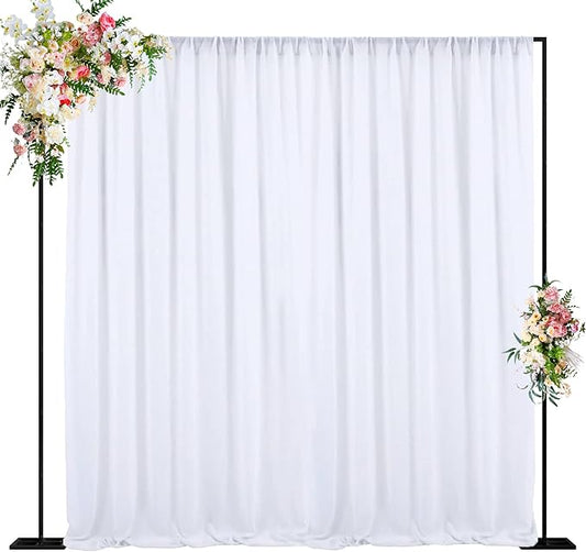 Wokceer 10 FT Backdrop Stand Heavy Duty Pipe and Drape Kit, Adjustable Black Backdrop Stands for Wedding Photo Booth Background Birthday Party Photography Exhibition Decoration