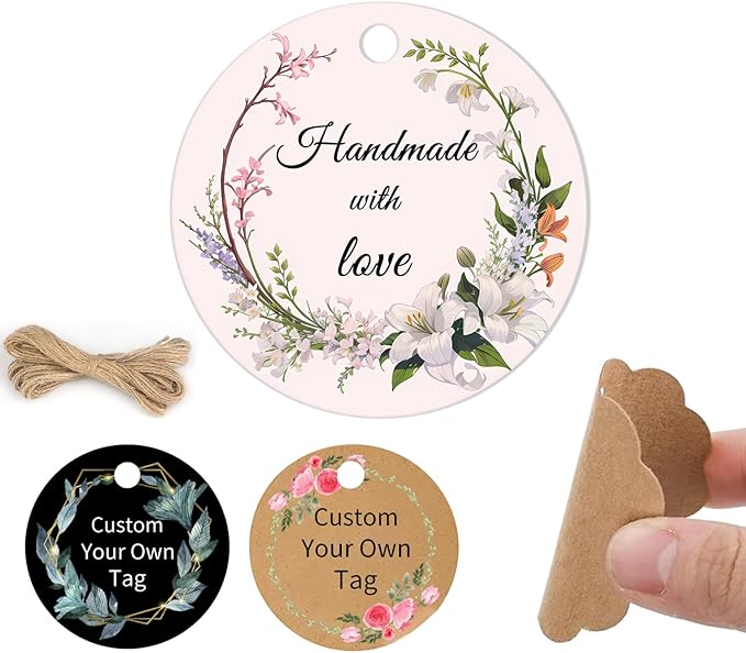 Custom Hang Tags for Favors, Custom Gift Tags, Customized Gifts Wrapping Labels, Personalized Wedding Items Birthday Party Favors Crafts Tag, Round Thick Kraft Paper Hang Tags with String