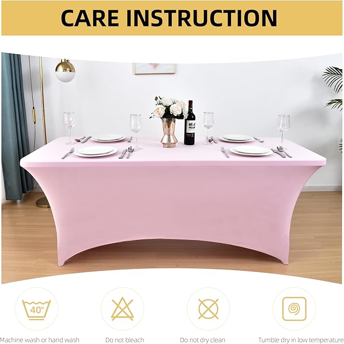 2-Pack 6ft Spandex Table Covers for Rectangle Standard Folding Tables - Wrinkle Resistant Stretch Tablecloths - Ultimate Fitted Table Protector for Parties, Trade Shows, Banquet