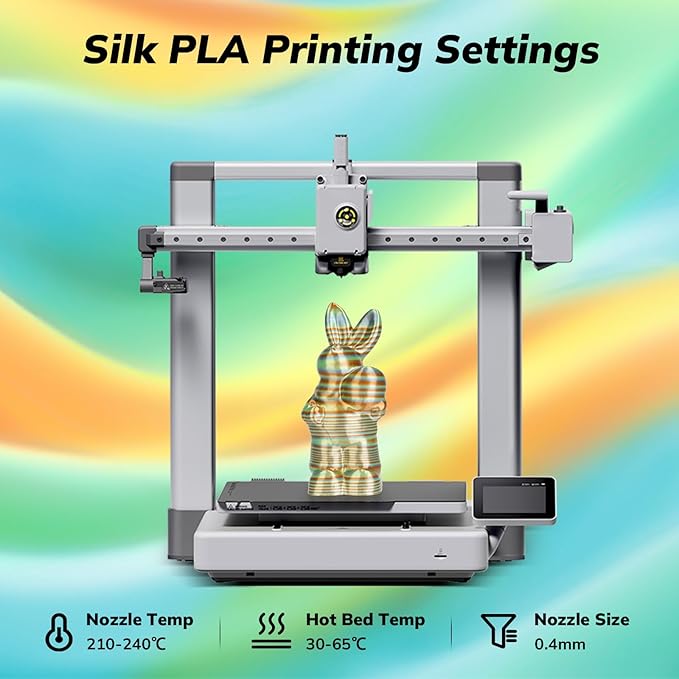 AMOLEN Silk PLA 3D Printer Filament, Shiny Multicolor Rainbow PLA Filament 1.75mm, Fast Color Change PLA 3D Printing Filament for Most FDM 3D Printer, Yellow Blue Orange, 1kg (2.2lbs)