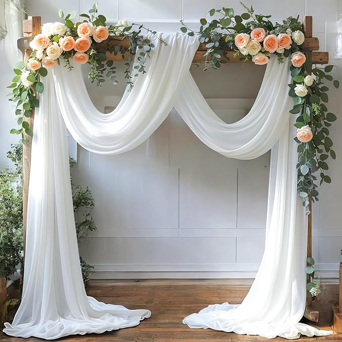 MDS Halloween Chiffon Draping Fabric - 1 Panel, 30" Wide x 75ft Long - Sheer Spooky Arbor & Canopy Drapery for Haunted House Backdrops, Party Ceilings, DIY Costumes & Themed Events - White