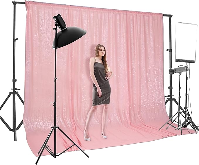 PartyDelight Pink Sequin Backdrop Wedding 20FTx10FT Not Through Background for Wedding PartyEvents Party