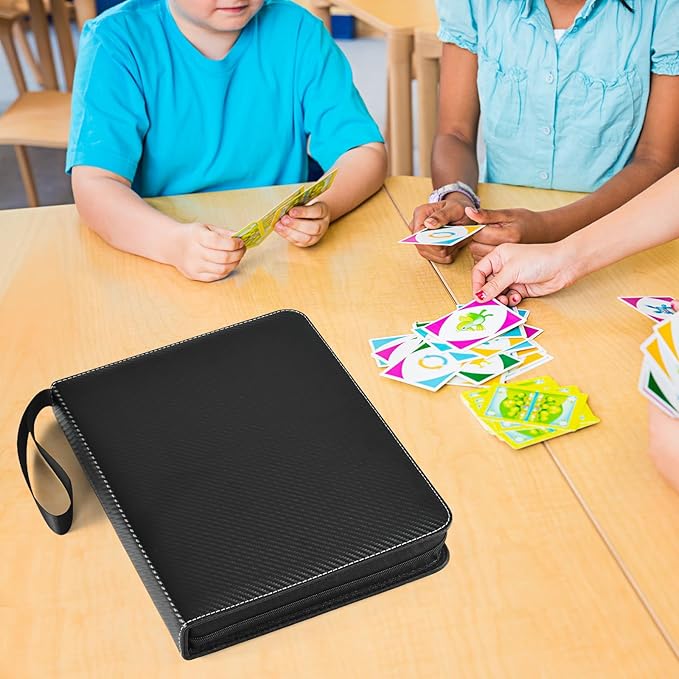 9 Pocket Card Binder, 900 Double Sided Pockets, PU Collection Binder for MTG, TCG, Sports Cards, Black (Carbon Black)