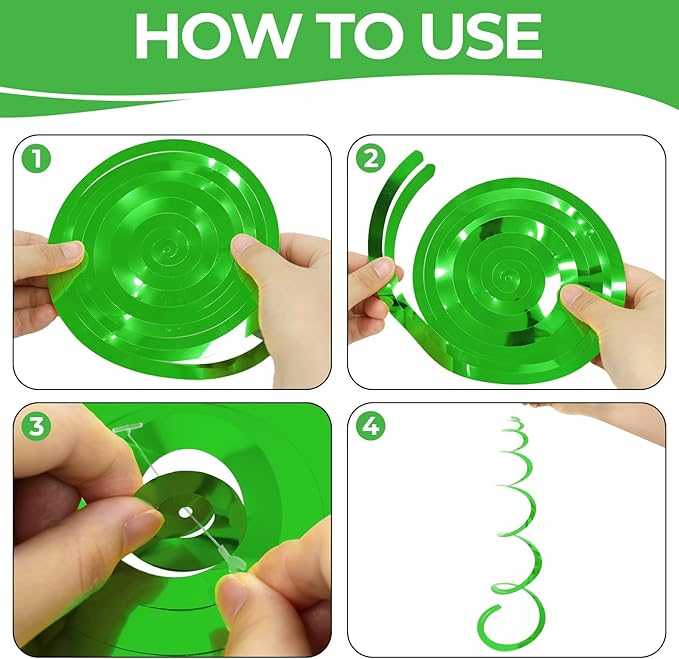24 PCS Green Hanging Swirl, Sparkle Ceiling Hanging Decorations, Plastic Streamer Party Decorations with Double-Swirls and Single-Swirls for Birthday Decorations, Graduation, Baby Shower