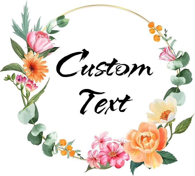 Custom Stickers for Weddings, Birthdays & Businesses - Personalized Labels with Your Logo - Waterproof, Fade and Heat Resistant - Pack of 100-1000 (Wreath E, 3.5 Inch)