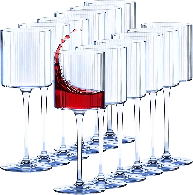 Plastic Goblets Wine Glasses - 12Oz Acrylic Wine Glasses Origami Unbreakable Clear Plastic Cocktail Glasses Recyclable Shatterproof Reusable Wine Cups for Parties & Weddings (Blue)