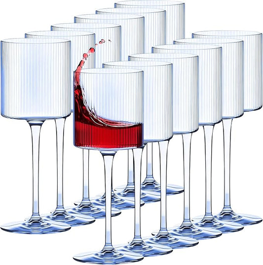 Plastic Goblets Wine Glasses - 12Oz Acrylic Wine Glasses Origami Unbreakable Clear Plastic Cocktail Glasses Recyclable Shatterproof Reusable Wine Cups for Parties & Weddings (Blue)