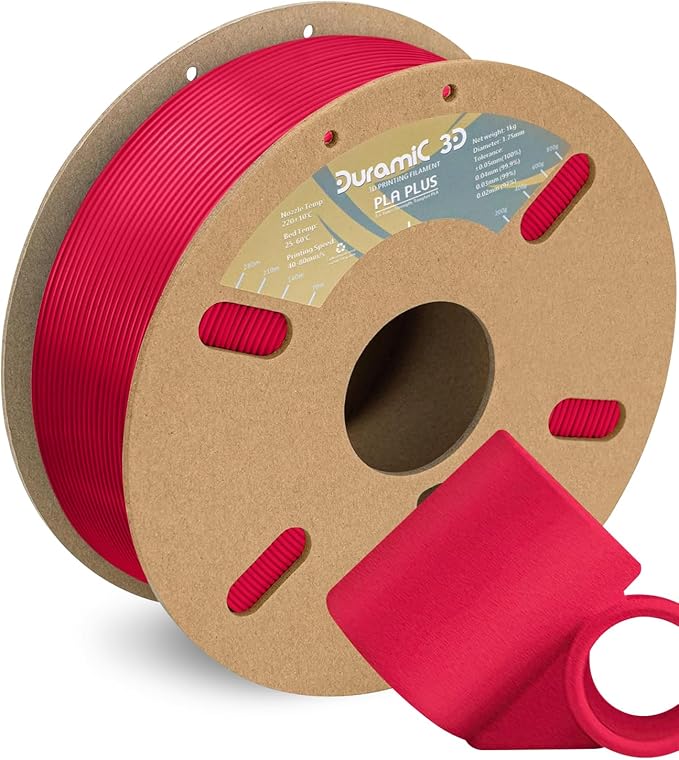 DURAMIC 3D PLA+ Filament 1.75mm 1Kg Wine Red, PLA Plus 3D Printer Filament 1Kg Spool(2.2lbs) Tougher and Stronger, Dimensional Accuracy Probability +/- 0.02mm