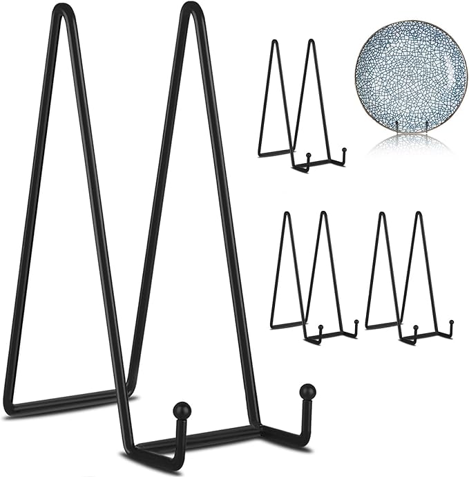 Decolore 5 Pack 12 Inch Black Picture Stands Plate Stands for Display Large Book Stands for Picture, Decorative Plate, Book, Frame, Tabletop Poster