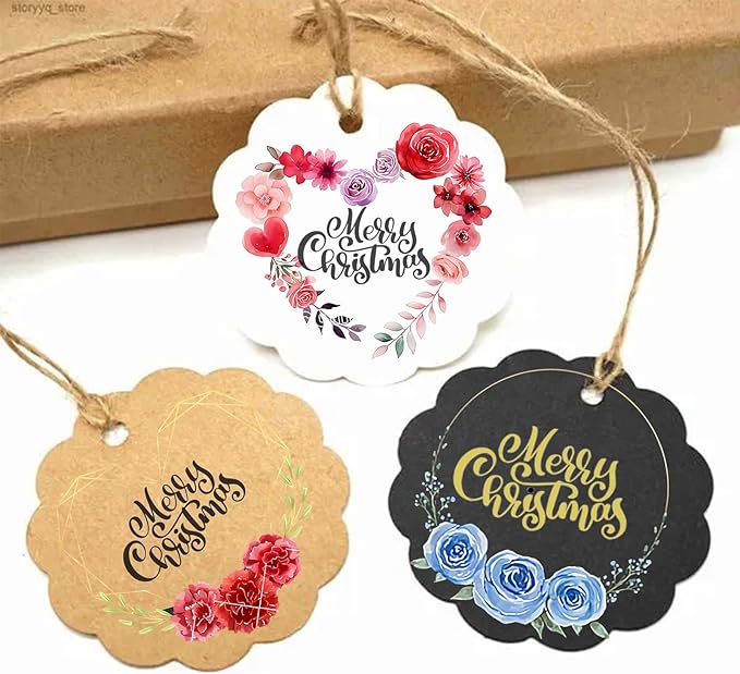 Personalized Gift Tags, Custom Hang Tags with Your Business Logo Small Card Party Decoration Paper Gift Tags for Birthday Wedding Christmas
