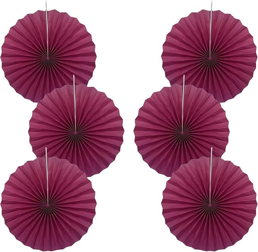 BARTHEW Red Party Decorations,Paper Decorations for Party,Girls Party Decorations Party Paper Fans Bulk 16in,Anniversary Decorations for Party 30 Color DIY Set （Wine Red）