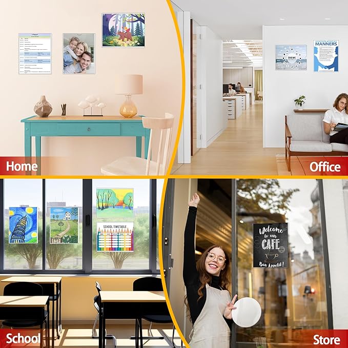 Rigid Magnetic Sign Holder 8.5 x 11 - Clear Plastic Magnetic Frames for Refrigerator Top Loaders Wall Sign Holder, Self Adhesive Frames for Walls Door Window Magnetic Picture Frame 10 Pack