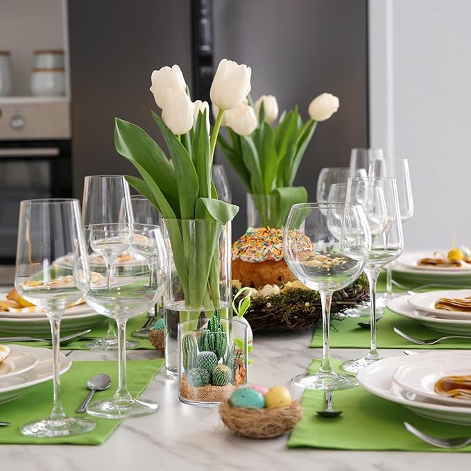 24 Pack Thick Glass Cylinder Vases 4,6,9,12 Inch Tall Clear Flower Vase Hurricane Floating Candle Holder for Table Centerpiece Wedding Home Decor
