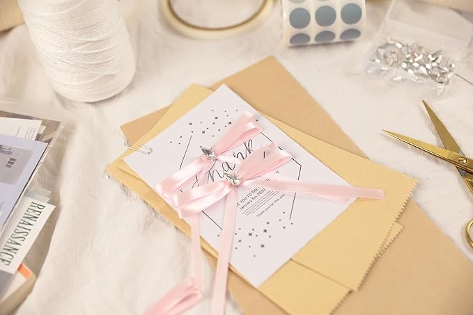 Baby Pink Satin Ribbon 1/4 inch X Continuous 25 Yards, Single Face Polyester Ribbon Perfect for Gift Wrapping, Flower Bouquet, Wedding Decor, Crafts, Bow Making, Sewing and More