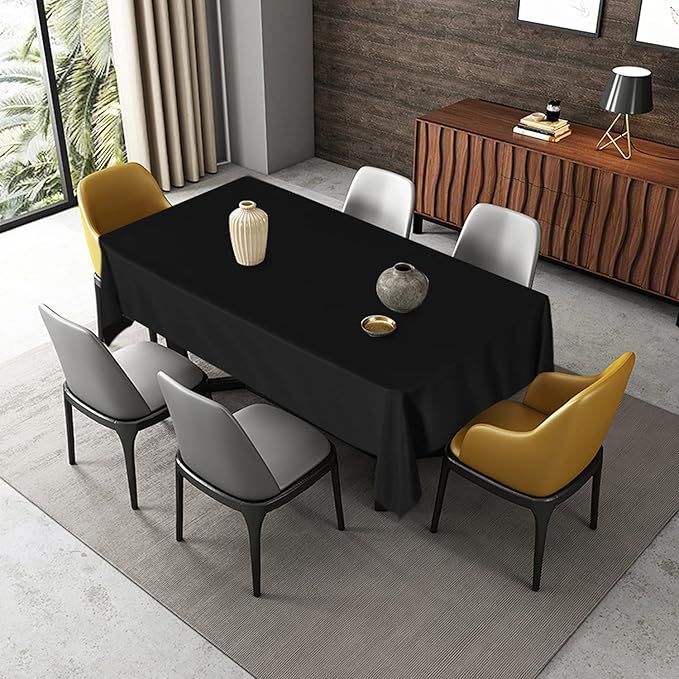 Fitable Rectangle Tablecloth Stain and Wrinkle Resistant Washable Polyester Table Cloth for Buffet Parties and Camping (54x120 inch, Black)
