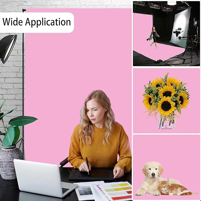 Pink Photography Backdrops for Photoshoot, Photo Booth Video Shooting Photo Backdrop, Photo Studio Portrait Background for Photography 8FTx10FT