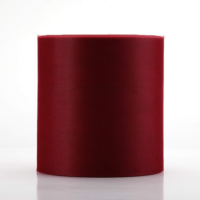 Tulle Fabric Roll, 6” by 200 Yards (600FT) Tulle Organza Fabric Spool for DIY Tutu Skirt Baby Shower Decor Wedding Backdrop Crafts Birthday Party Supplies (Burgundy)